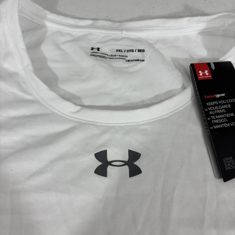 NWT! Men's Under Armour HeatGear SS Locker Room Tee 2.0 #1305775 White Sz 3XL